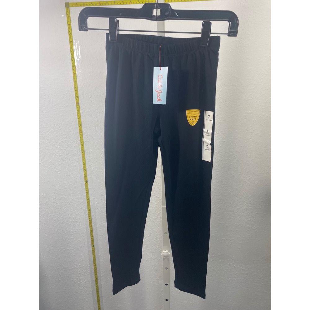 Cat & Jack Girls Black Durable Knee Tough Cotton Leggings Size M 8 NWT